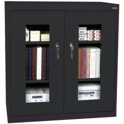 Sandusky Clear View Counter Storage Cabinet, 42H x 36W x 18D, Black