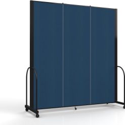 Standard Room Divider with Metal Frame, Folding Portable Partition Privacy Walls for Schools and Offices 7’6 Tall x 8’7 Wide Navy