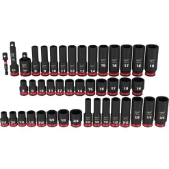 Milwaukee Shockwave Impact Duty 3/8Inch-Drive, SAE and Metric 6-Point Socket Set – 43-Piece, Model 49-66-7009