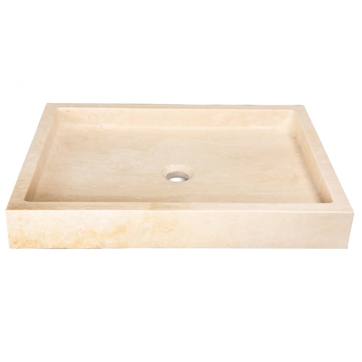 Eden Bath Rectangular Infinity Pool Sink – Honed Beige Travertine - Image 4