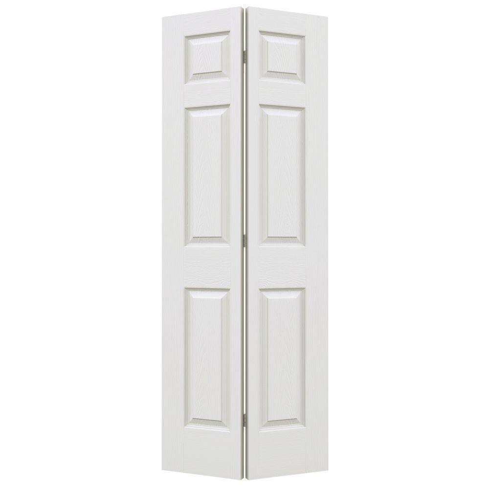 JELD-WEN 18 in. x 80 in. Colonist Primed Textured Molded Composite MDF Closet Bi-Fold Door 5527