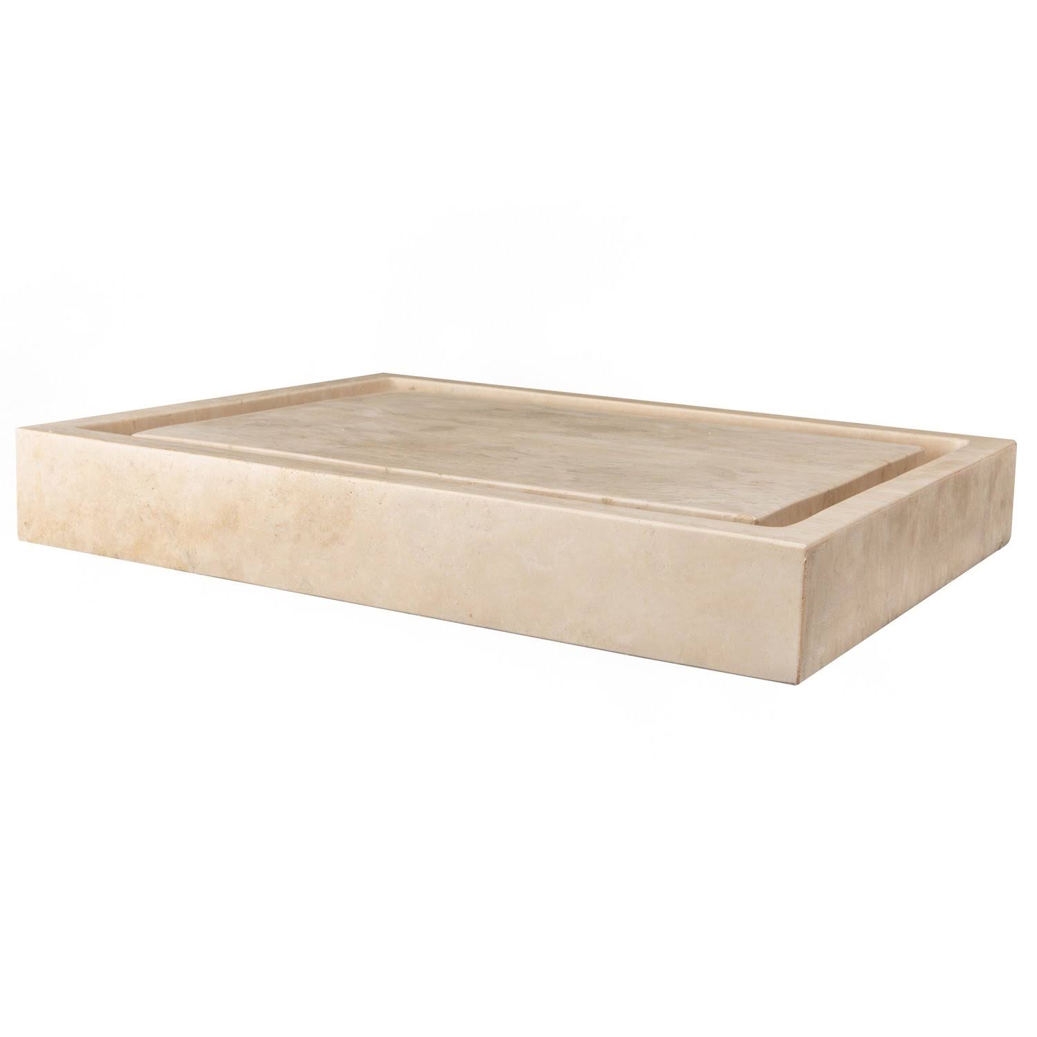 Eden Bath Rectangular Infinity Pool Sink – Honed Beige Travertine - Image 2