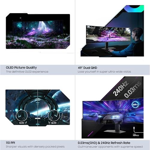 Samsung 49 Odyssey OLED (G93SC) Series Curved Gaming Monitor w QD-OLED, 240Hz, 0.03ms, DQHD, G-Sync Compatible, AMD FreeSync Premium Pro,Height Adjustable Stand,3 Yr Warranty,LS49CG932SNXZA - Image 13