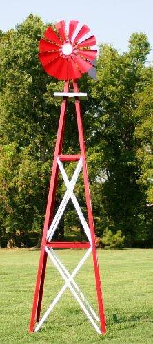 Outdoor Water Solutions 12-Foot Red and White Powder Coated Backyard Windmill - Image 8
