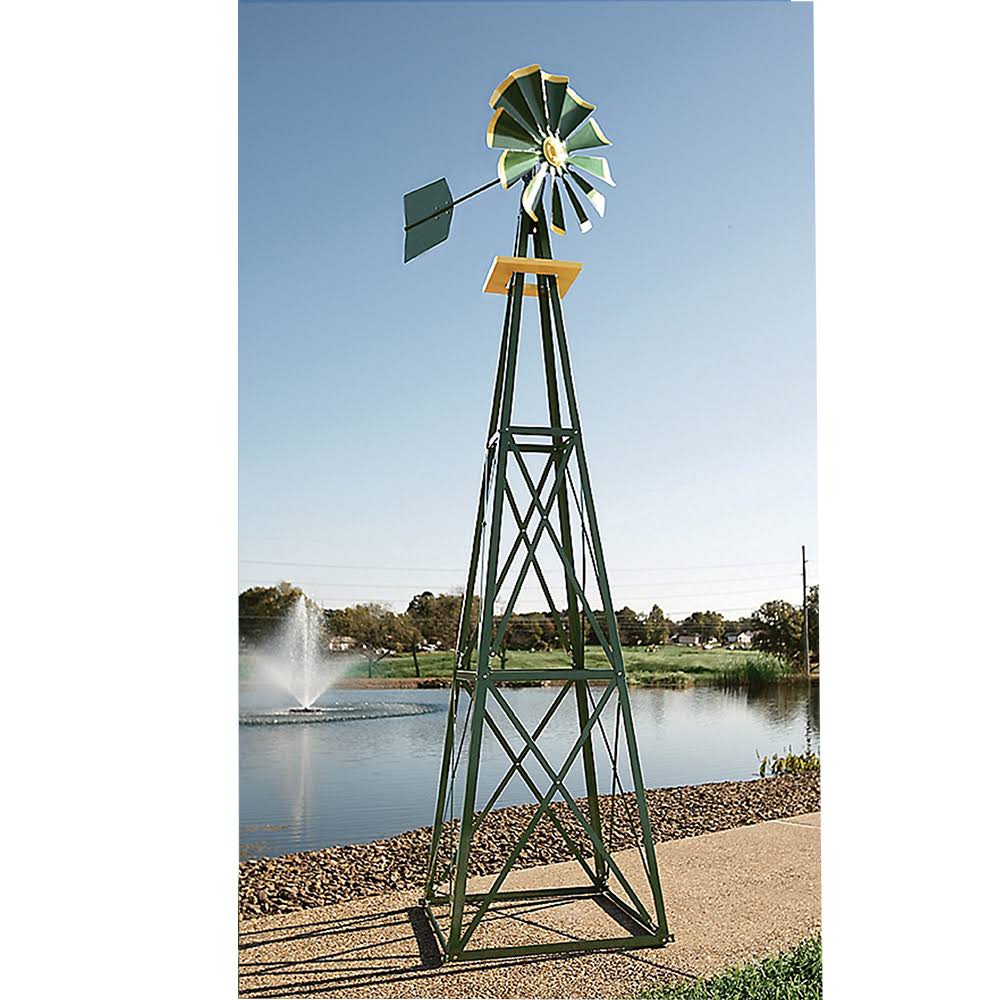 Outdoor Water Solutions 12-Foot Red and White Powder Coated Backyard Windmill - Image 3