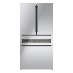Bosch – 800 Series 20 Cu. Ft. 4-Door French Door Counter-Depth Smart Refrigerator with Beverage Cooler Drawer – Stainless steel