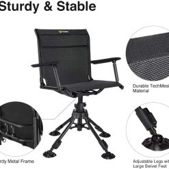 Alternative view of TIDEWE Hunting Chair with Seat Cover, 360 Degree Silent Swivel Blind Folding Chair, 4 Legs Adjustable Height Hunting Seats with Armrest, Portable Comfortable Stable Ground Hunting Chair
