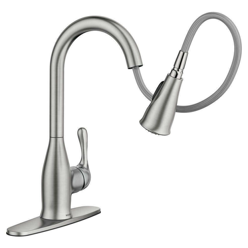 Moen Kaden Single-Handle Pull-Down Sprayer Kitchen Faucet Stainless - Image 4