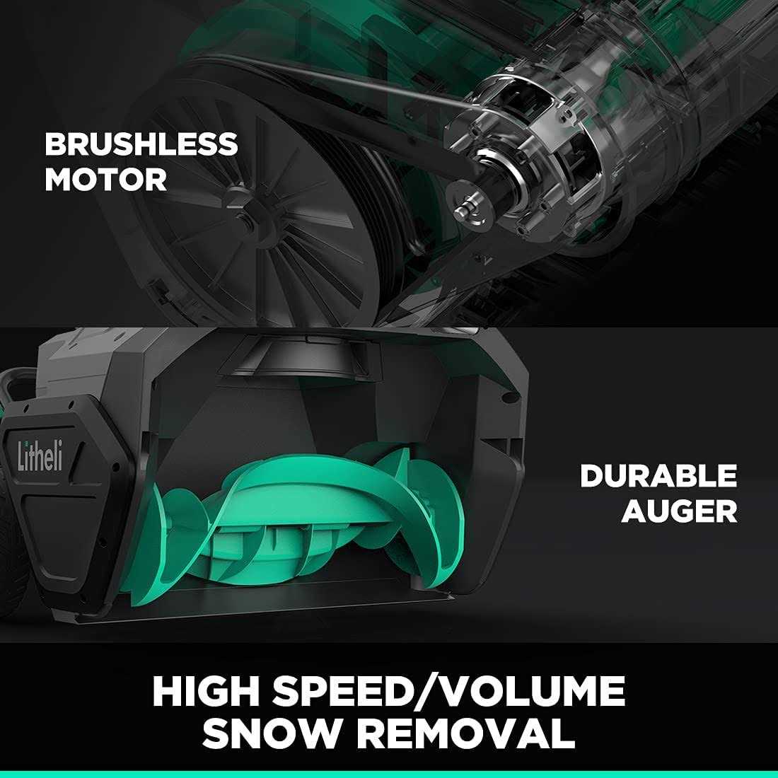 Litheli Cordless Snow Blower 2x20V 20 Inch Snow Thrower with Brushless Motor Electric Snow Remove Machine - Image 5